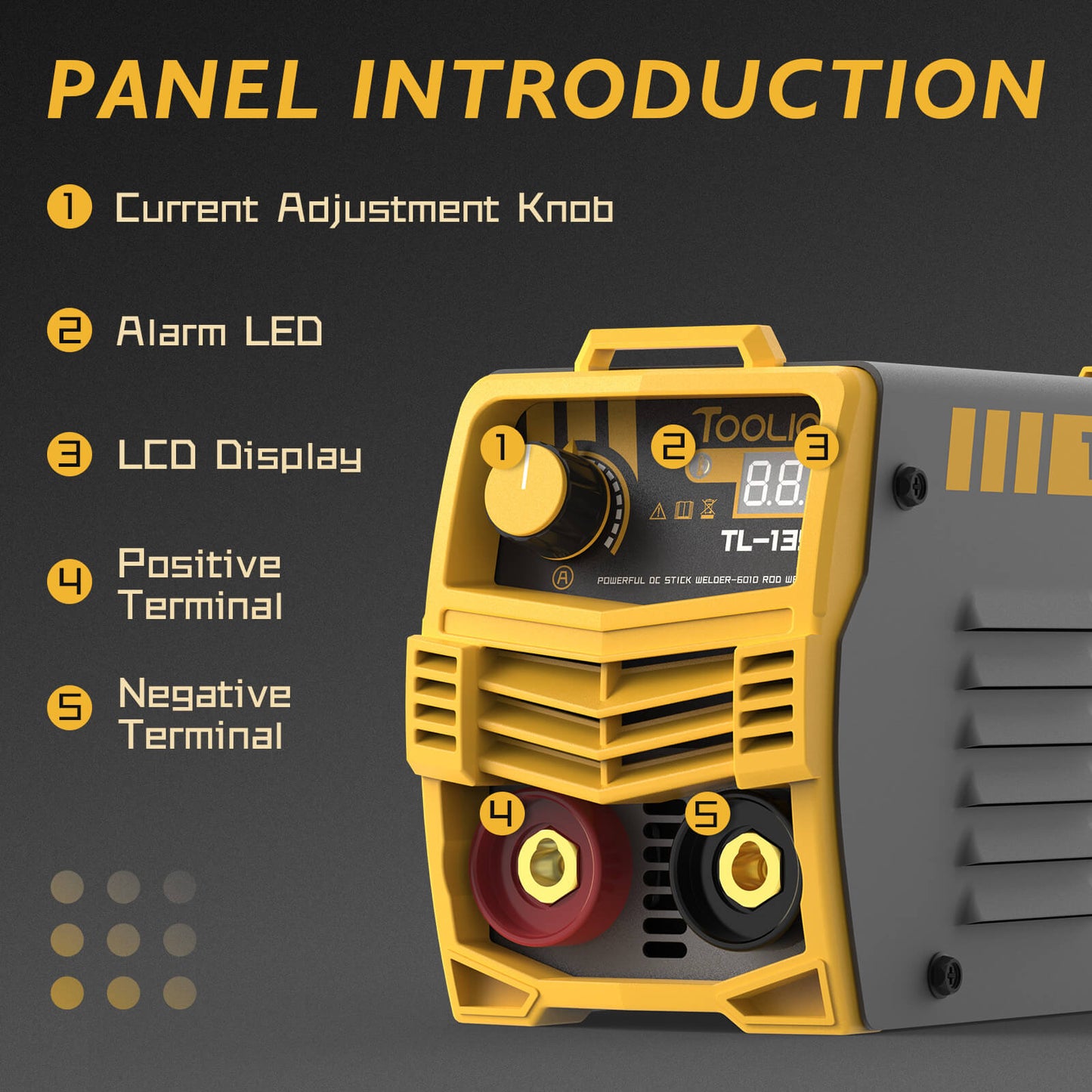 TOOLIOM 135A 110V Mini Stick Welder, DC Inverter ARC, Digital Display, Portable, 110V Only