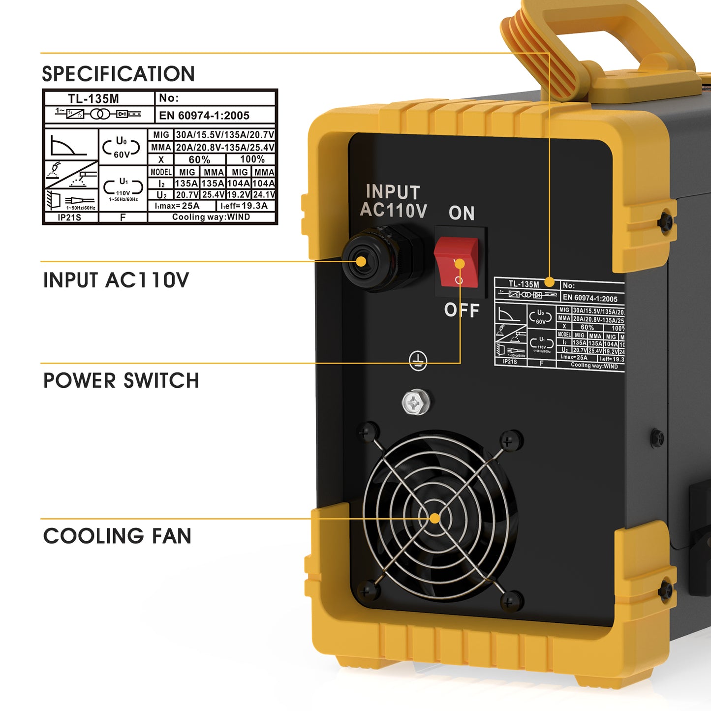 MIG/Stick/TIG Multi-Process Welder TL-135M 3 in 1 IGBT DC Inverter-4