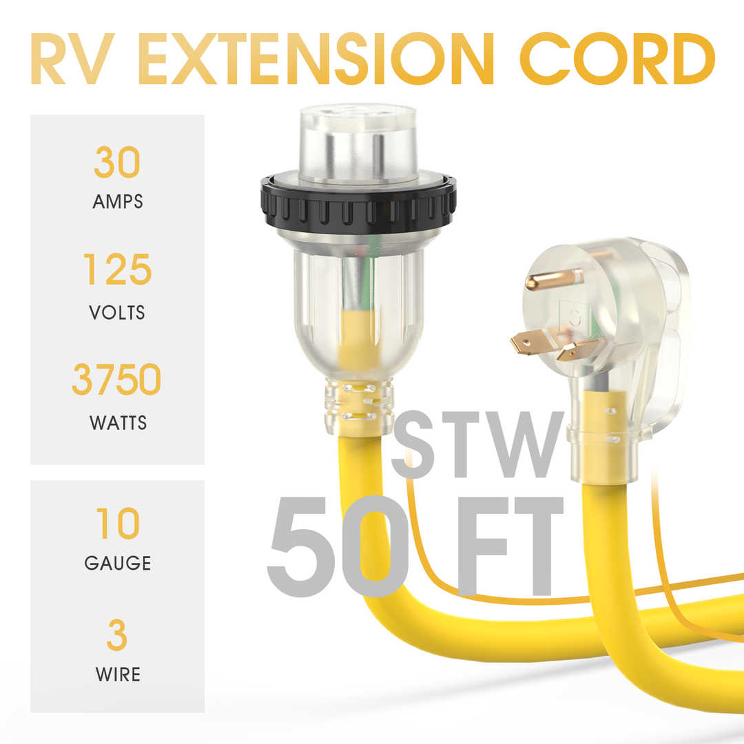 125/250V STW RV/Generator Power Cord for RV Campers and Generator to House