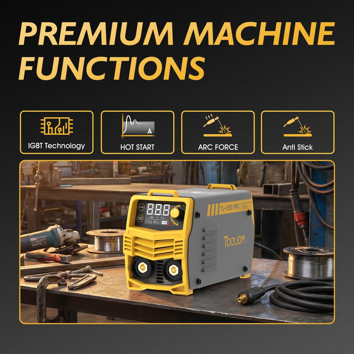 TOOLIOM 135A Stick Welder 110V MMA ARC Lift TIG Welding Machine LCD Display Portable
