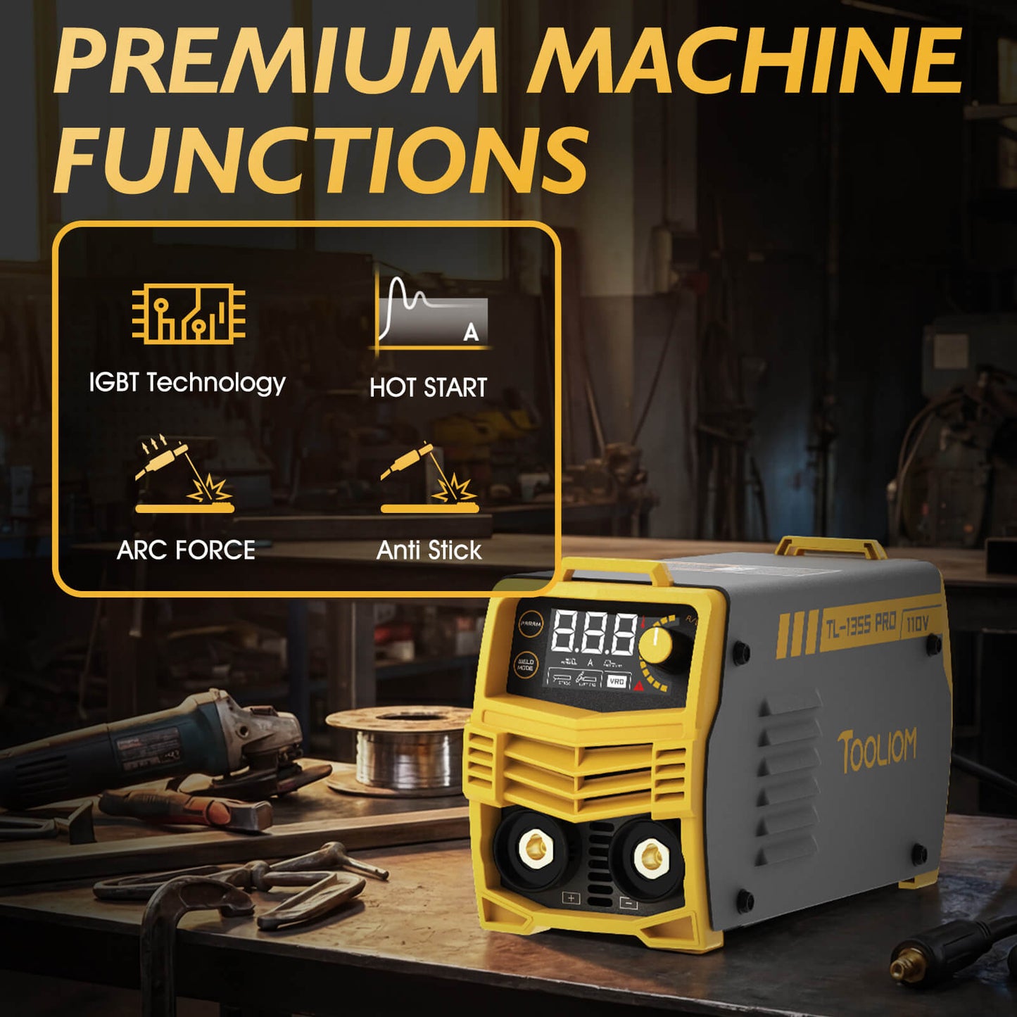 TOOLIOM 135A Stick Welder 110V MMA ARC Lift TIG Welding Machine LCD Display Portable