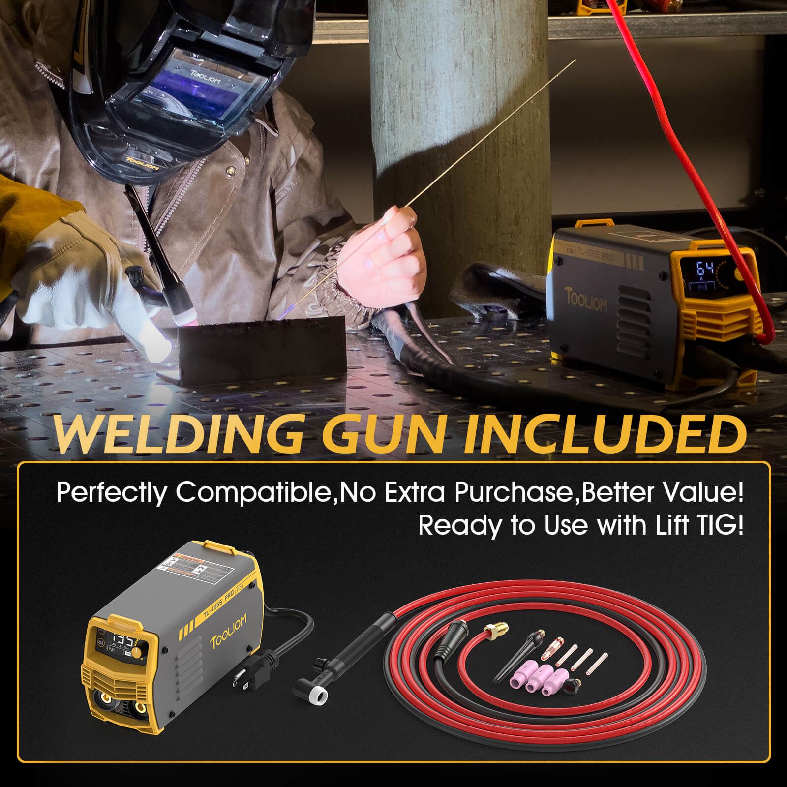 TOOLIOM 135A Stick Welder 110V MMA ARC Lift TIG Welding Machine LCD Di ...