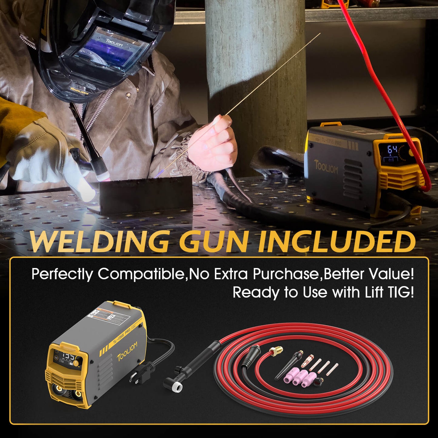 TOOLIOM 135A Stick Welder 110V MMA ARC Lift TIG Welding Machine LCD Display Portable