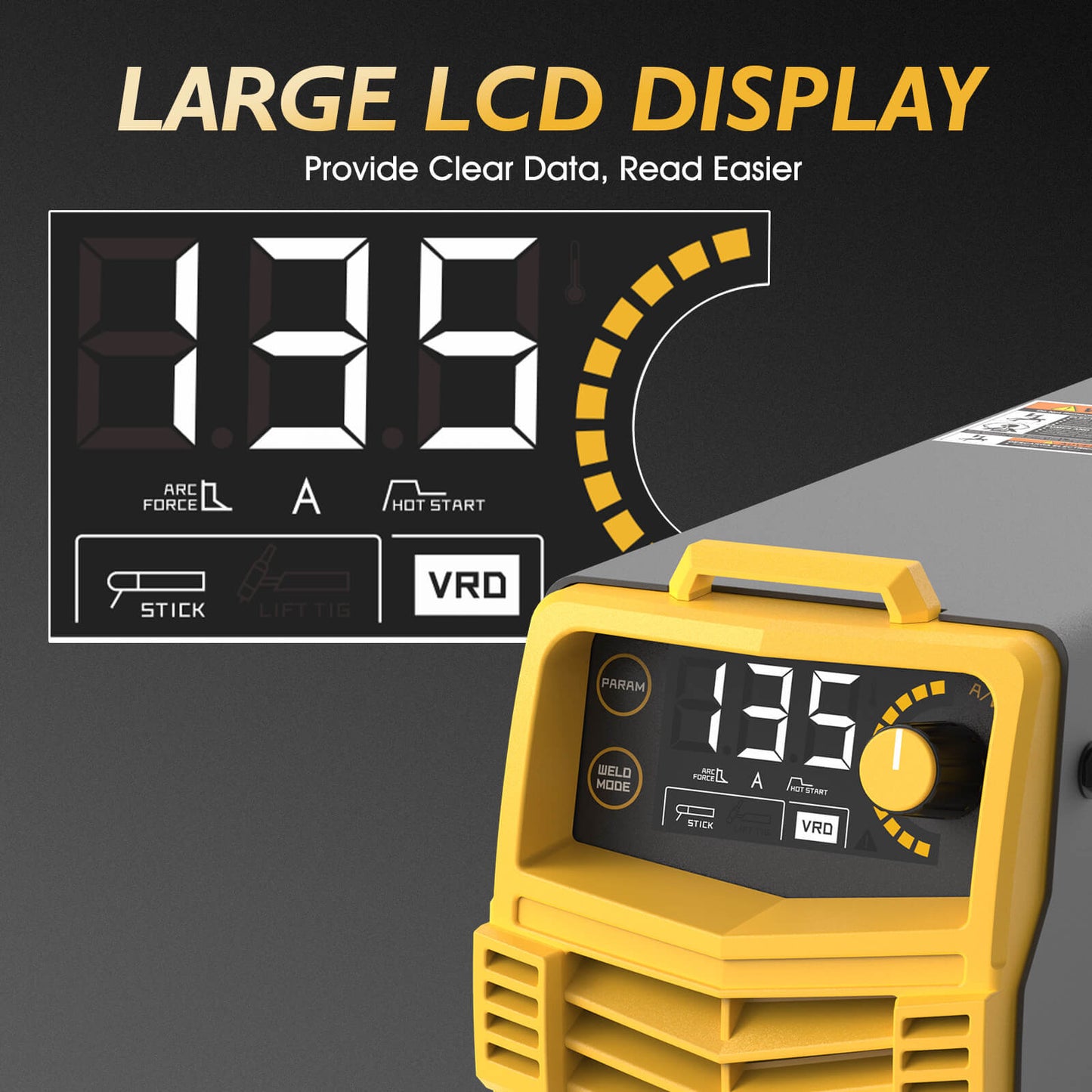 TOOLIOM 135A Stick Welder 110V MMA ARC Lift TIG Welding Machine LCD Display Portable