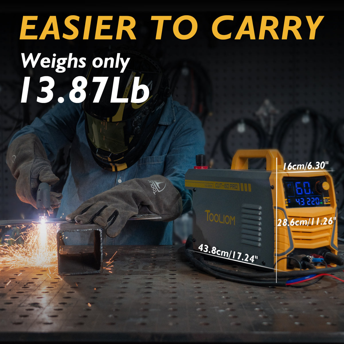 TOOLIOM TL-HJ-CUT-60-PRO-KIT 60A Non-Touch Pilot Arc Plasma Cutter, 110/220V Dual Voltage with Digital Display