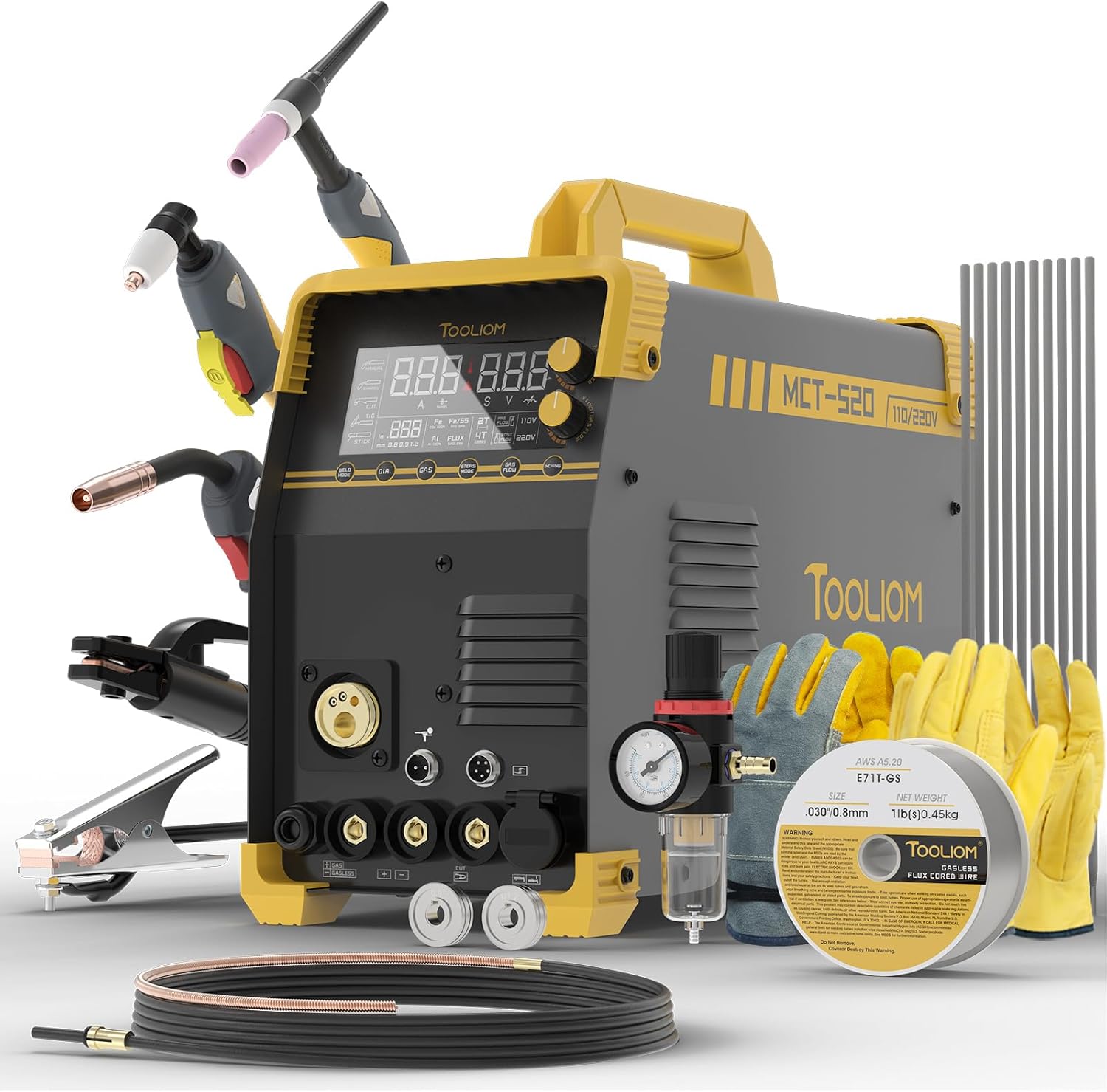 TOOLIOM 6-in-1 Multiprocess Welder 110/220V MIG TIG Plasma Cutter Stick ...