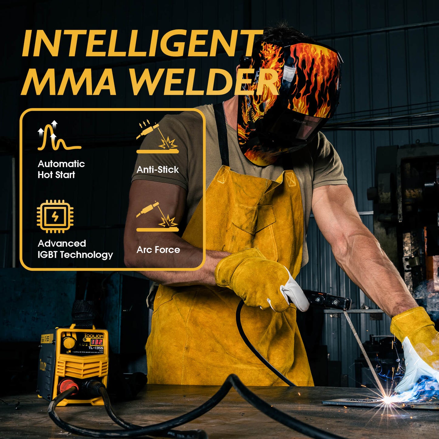 TOOLIOM 135A 110V Mini Stick Welder, DC Inverter ARC, Digital Display, Portable, 110V Only