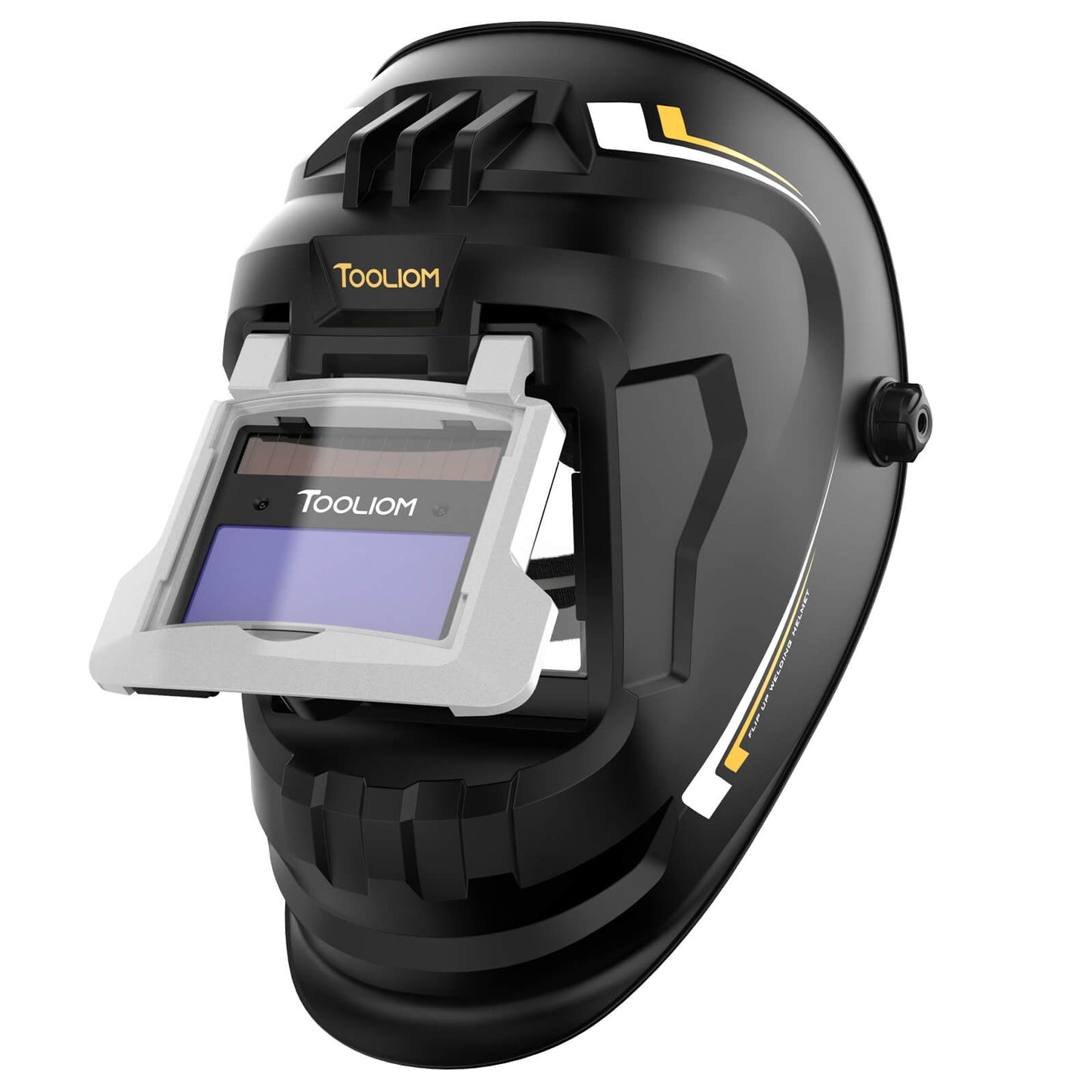 TOOLIOM Auto Darkening Welding Helmet True Color 1/1/1/1 Flip Front Welding Hood with Adjustable Shade Range 4/9-13 Solar/Battery Powered Welding Mask for TIG MIG Stick Welder Helmet