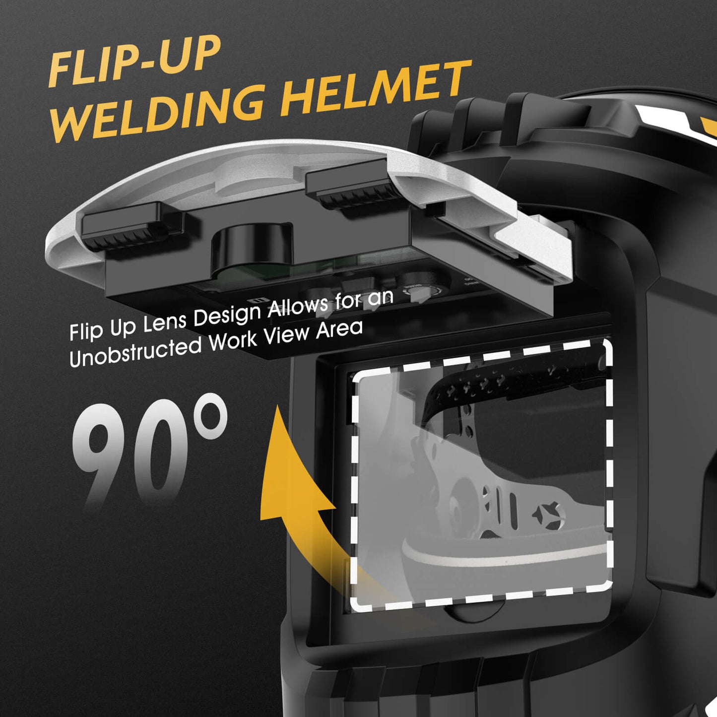 TOOLIOM Auto Darkening Welding Helmet True Color 1/1/1/1 Flip Front Welding Hood with Adjustable Shade Range 4/9-13 Solar/Battery Powered Welding Mask for TIG MIG Stick Welder Helmet
