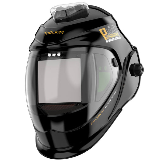 TOOLIOM Auto Darkening Welding Helmet with LED Light, True Color 1/1/1/1, Large 4.31"x3.81" Viewing Area, Shade 4/5-9/9-13, Solar + Rechargeable, TIG MIG Stick CUT Grind