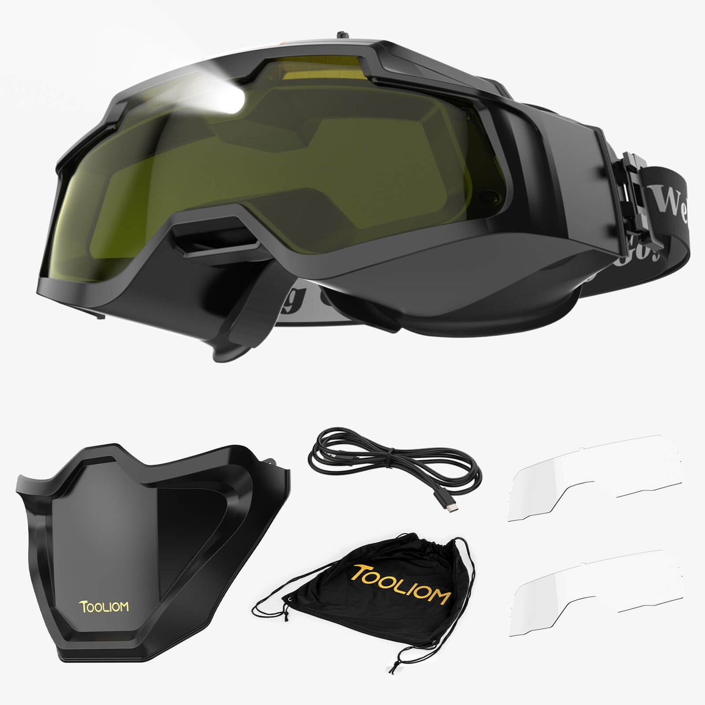 TOOLIOM Auto Darkening Welding Goggles 4 Arc Sensor Eye Protection Safety Goggles Welding Glasses with 𝐋𝐄𝐃 𝐋𝐢𝐠𝐡𝐭𝐢𝐧𝐠 & 𝐓𝐘𝐏𝐄-𝐂 𝐂𝐡𝐚𝐫𝐠𝐢𝐧𝐠 for MIG TIG Stick