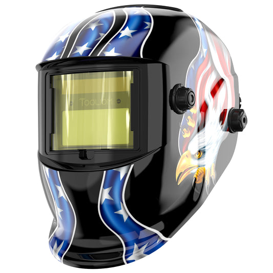 TOOLIOM Welding Helmet Solar Power Auto Darkening Welding Helmet Adjustable Shade Range for MIG TIG Stick Welder Mask Blue Eagle