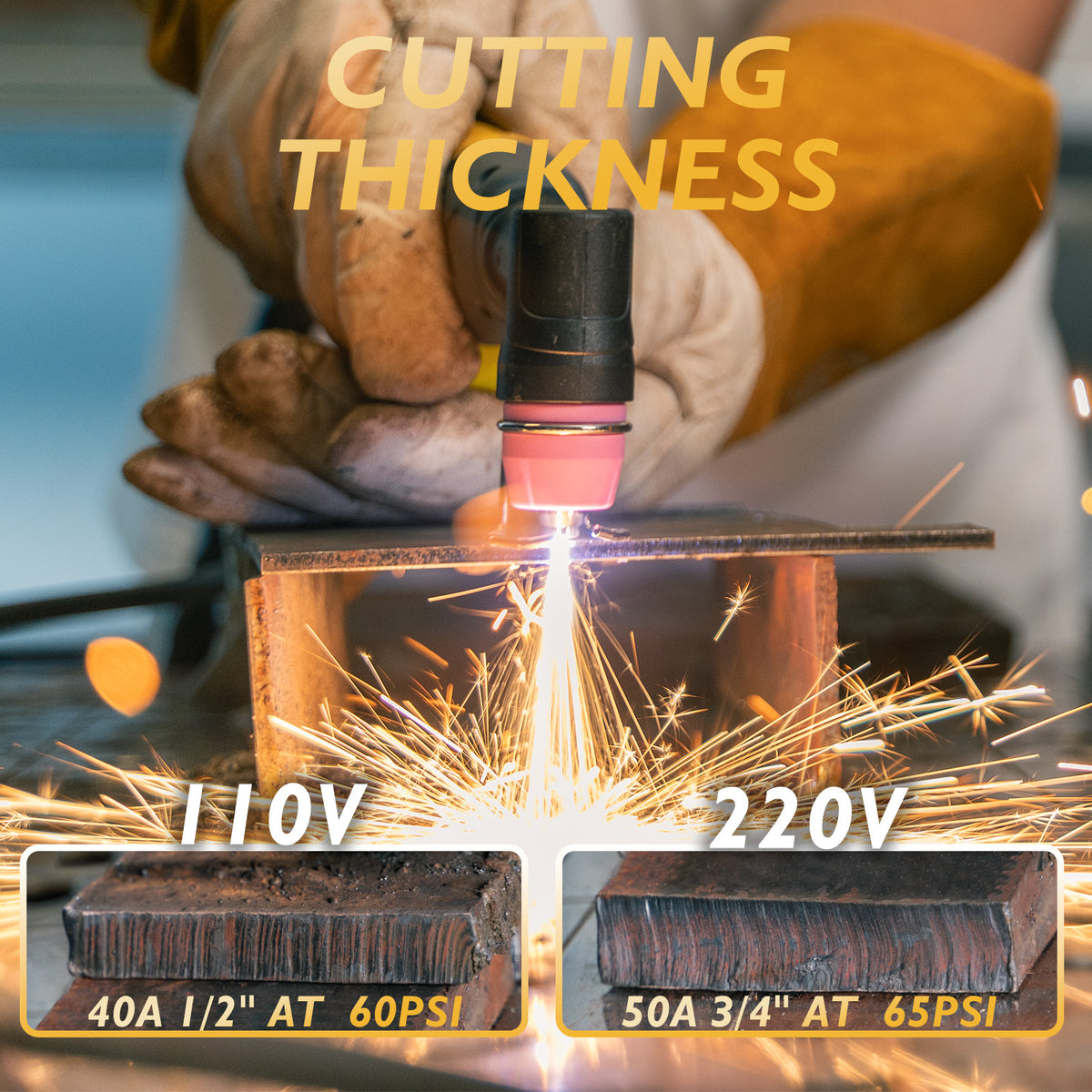 TOOLIOM TL-CUT-50-PRO 50A Plasma Cutter, 110/220V Dual Voltage IGBT Air Plasma Cutting Machine with Large LCD Display