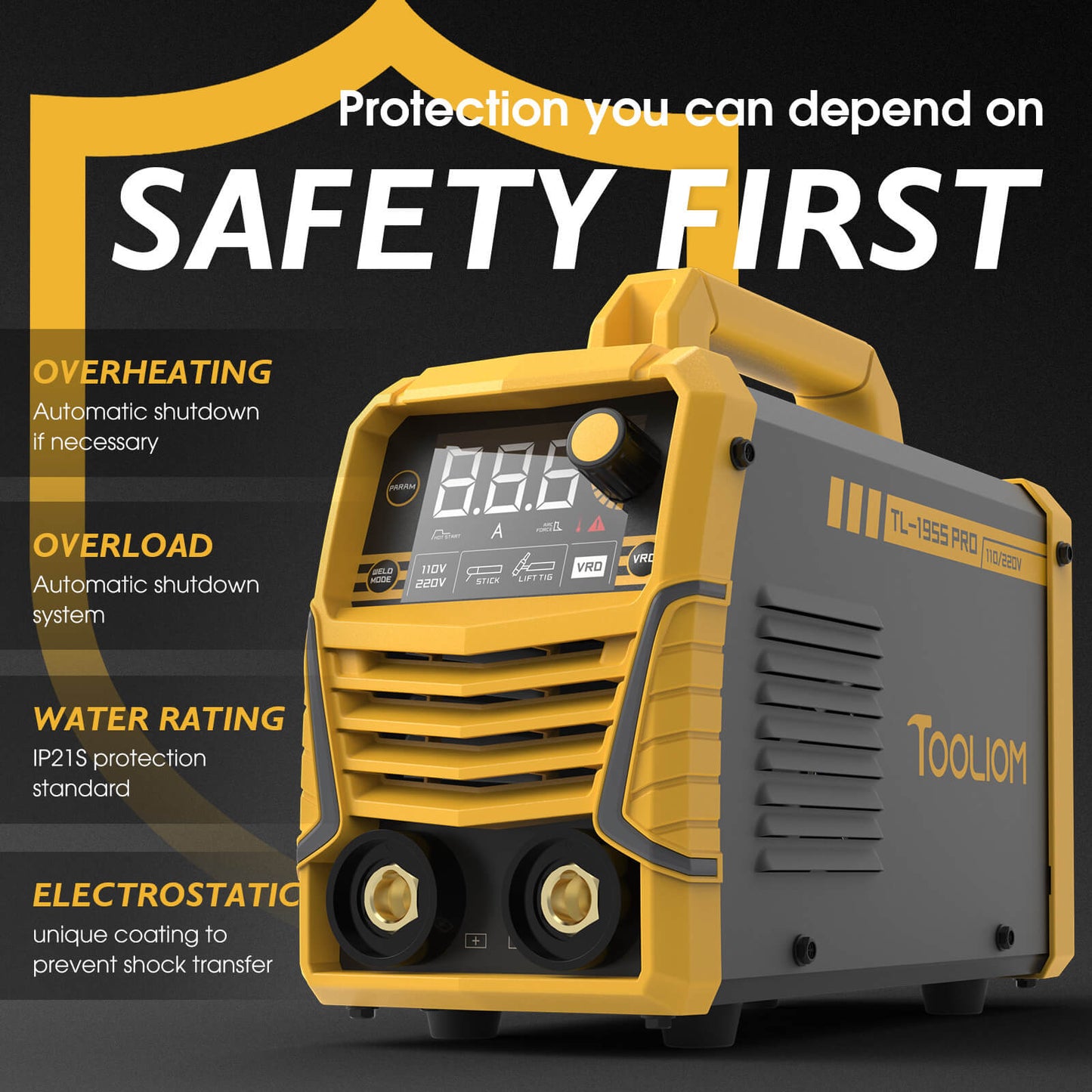 TOOLIOM 195A Stick Welder 110V/220V Dual Voltage Lift TIG MMA Welding Machine with Lift TIG Torch, VRD, Hot Start and ARC Force