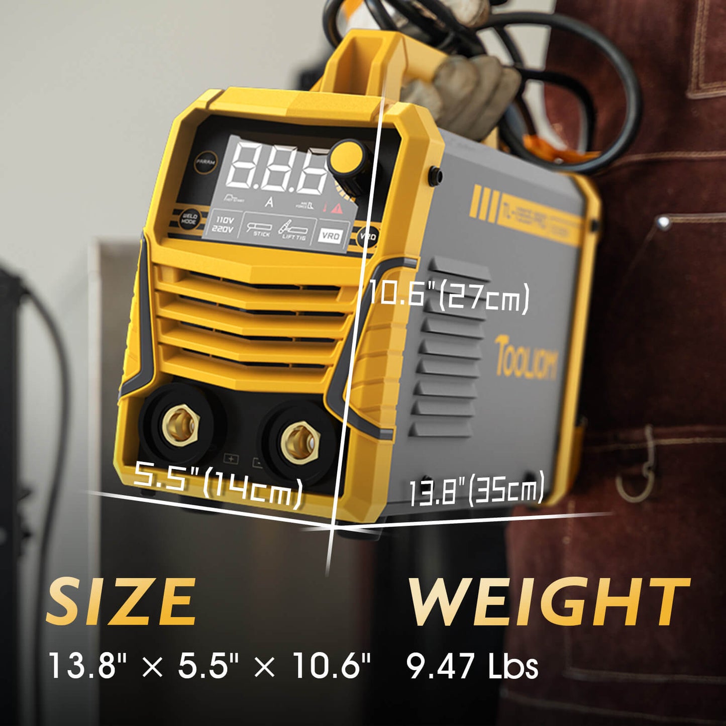 TOOLIOM 195A Stick Welder 110V/220V Dual Voltage Lift TIG MMA Welding Machine with Lift TIG Torch, VRD, Hot Start and ARC Force