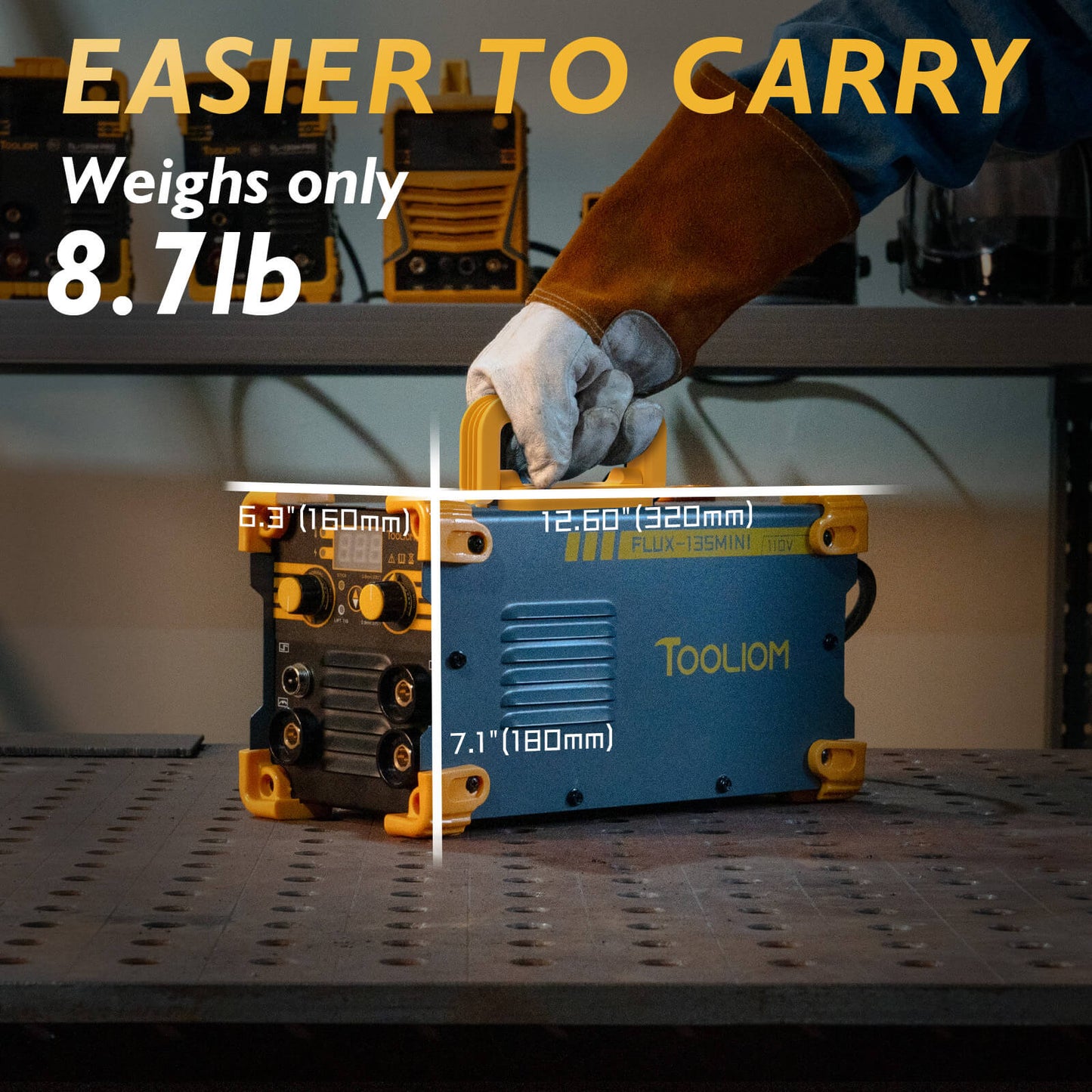 TOOLIOM 135A Mini MIG Welder 110V Flux Core Gasless MIG Lift TIG Stick 3-in-1 Portable Welding Machine