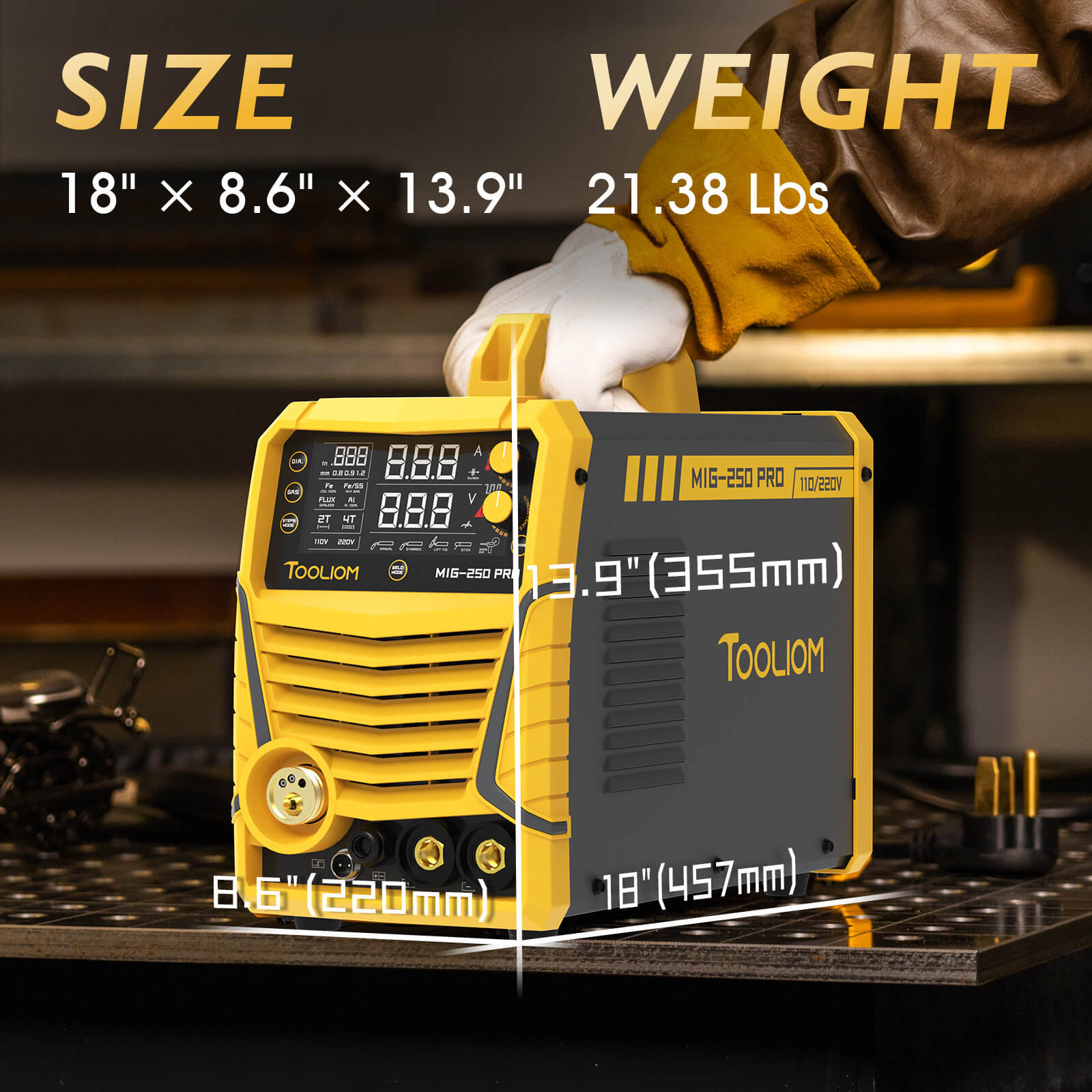 TOOLIOM 250A Aluminum MIG Welder – 6-in-1 Dual Voltage Multi