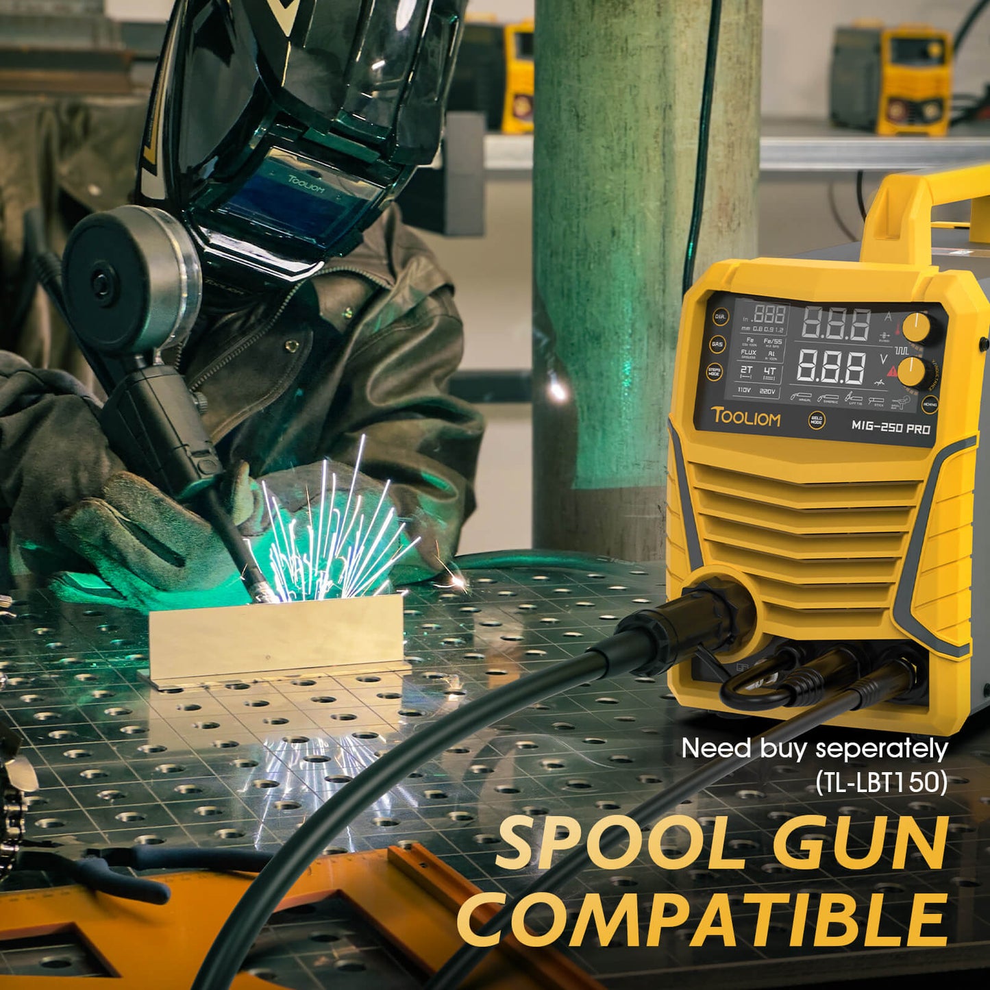 TOOLIOM 250A 6-in-1 Aluminum MIG Welder | 110V/220V Dual Voltage Multi-Process Welding Machine