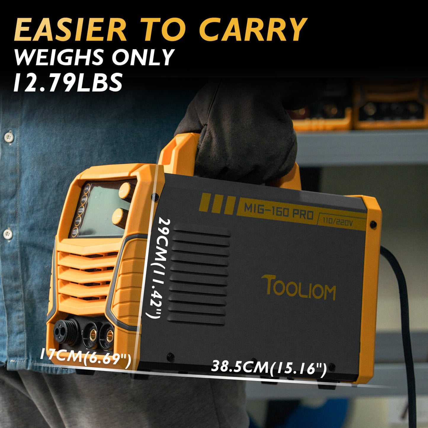 TOOLIOM 160A 4-in-1 MIG Welder 110V/220V Dual Voltage Gas MIG Flux Core Stick Lift TIG Welding Machine with LCD Display