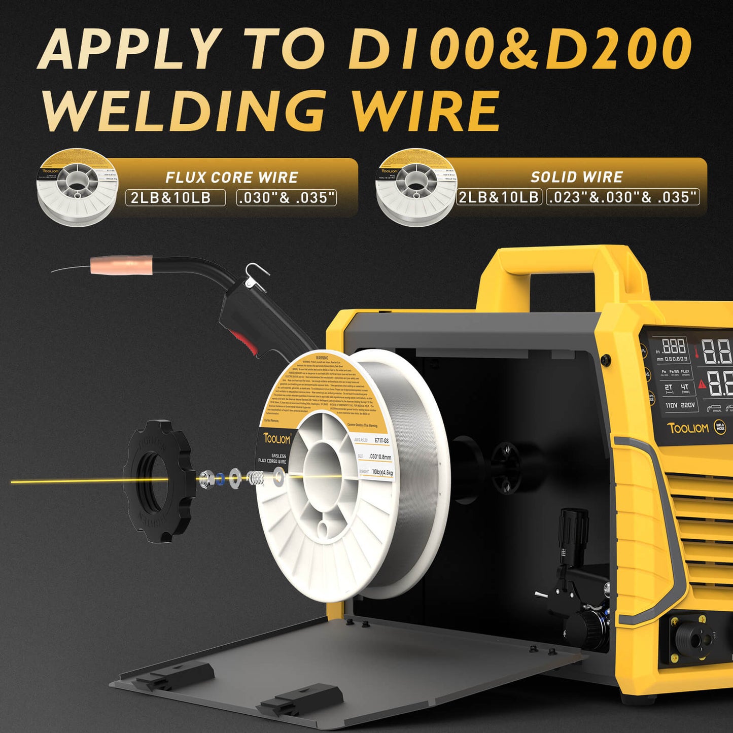 TOOLIOM 180A 4-in-1 MIG Welder 110V/220V Dual Voltage Gas MIG Flux Core Stick Lift TIG Welding Machine with Lift TIG Torch Kit