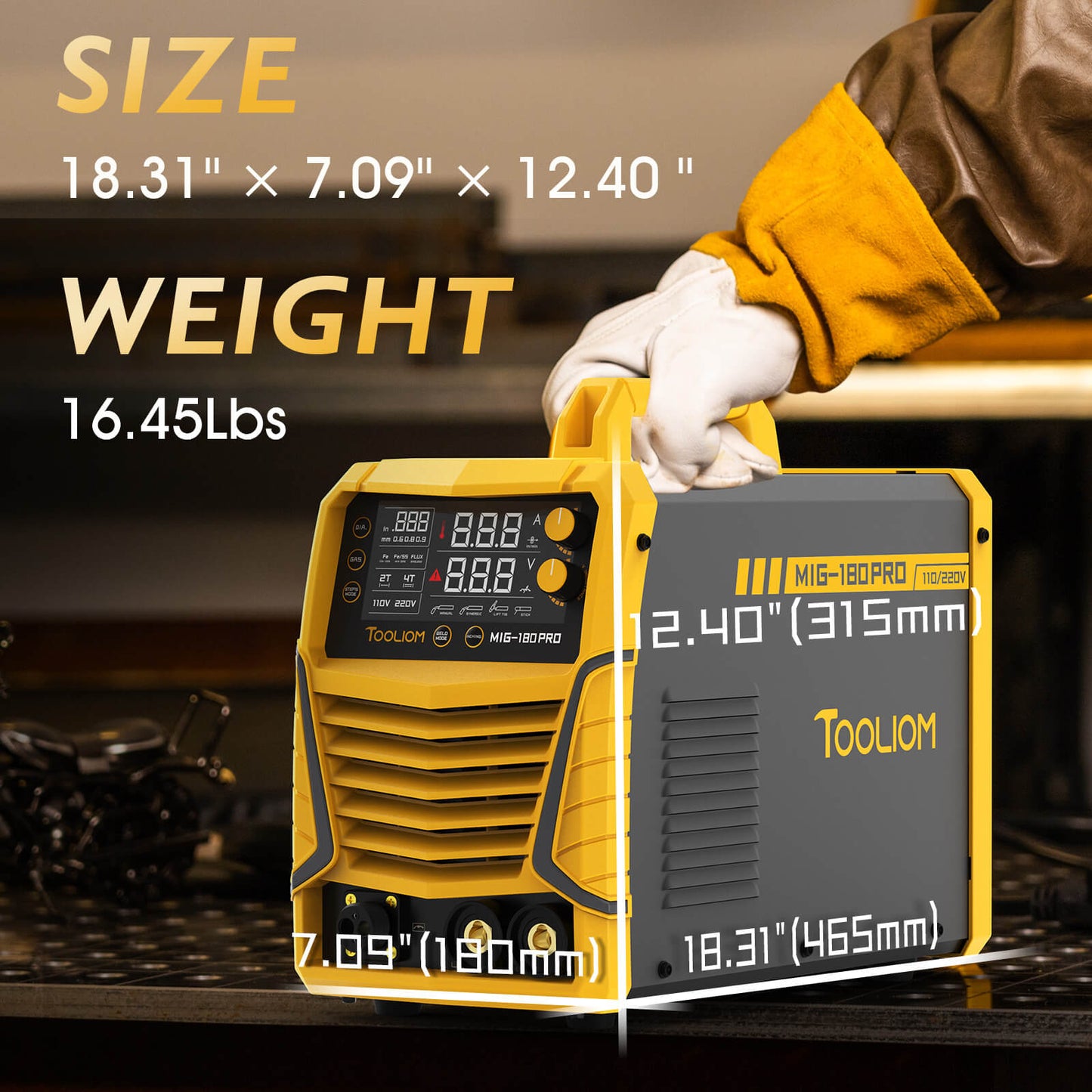 TOOLIOM 180A 4-in-1 MIG Welder 110V/220V Dual Voltage Gas MIG Flux Core Stick Lift TIG Welding Machine with Lift TIG Torch Kit
