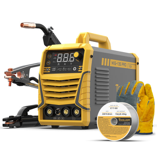 TOOLIOM MIG135 135A 110V Gasless Flux Core MIG Welder Kit with Wire and Gloves