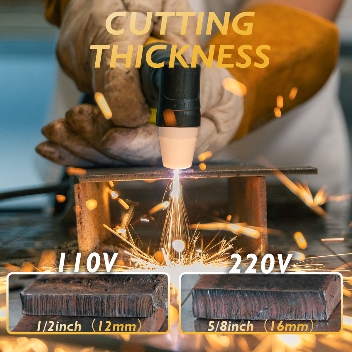 TOOLIOM TL-CUT-50 50A Plasma Cutter, 110/220V Dual Voltage IGBT Air Plasma Cutting Machine with Large LCD Display