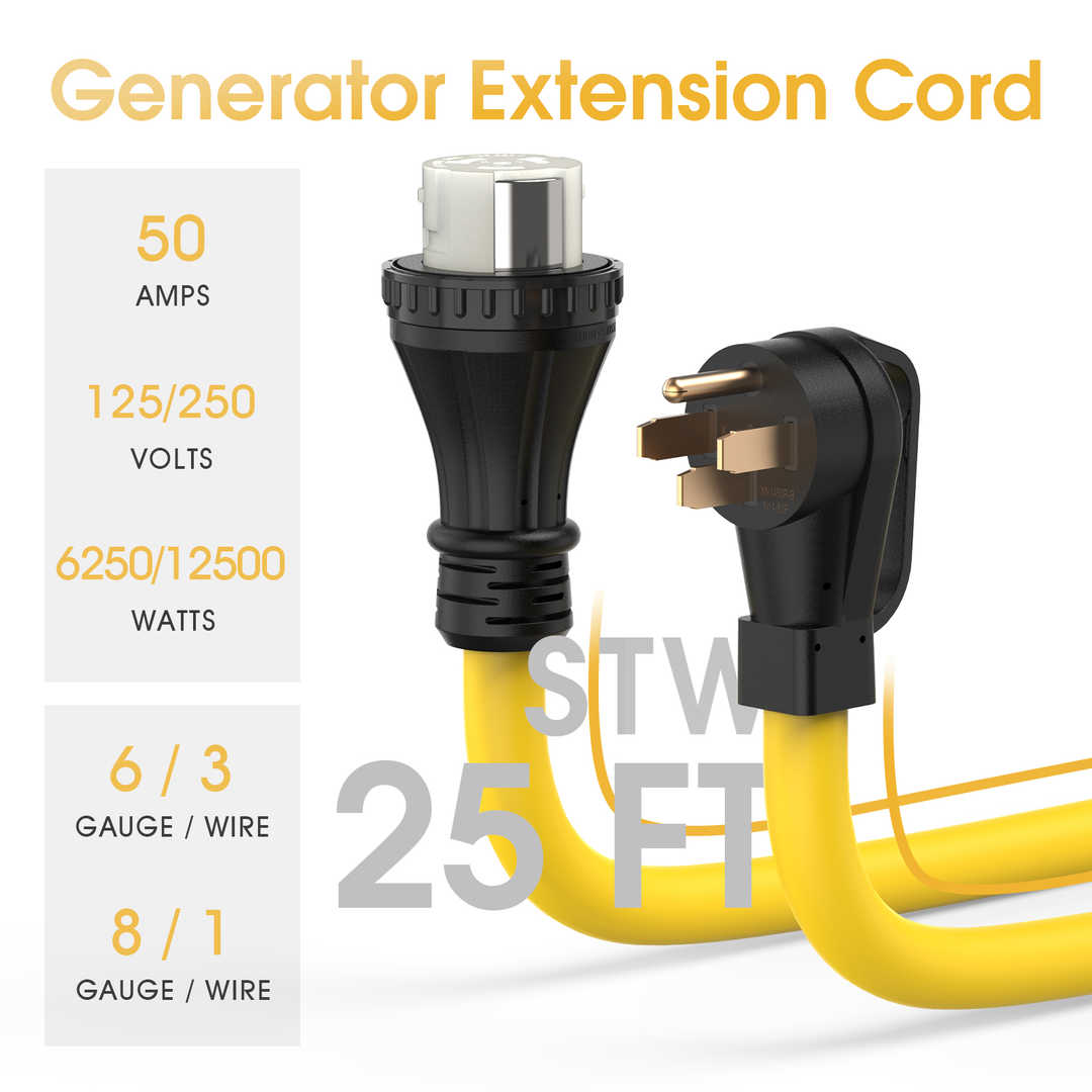 125/250V STW RV/Generator Power Cord for RV Campers and Generator to House